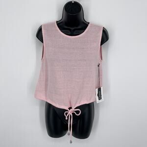Callahan Pink Coco NEW Sleeveless Ramie Cotton Drawstring Tank Top Womens Sz S